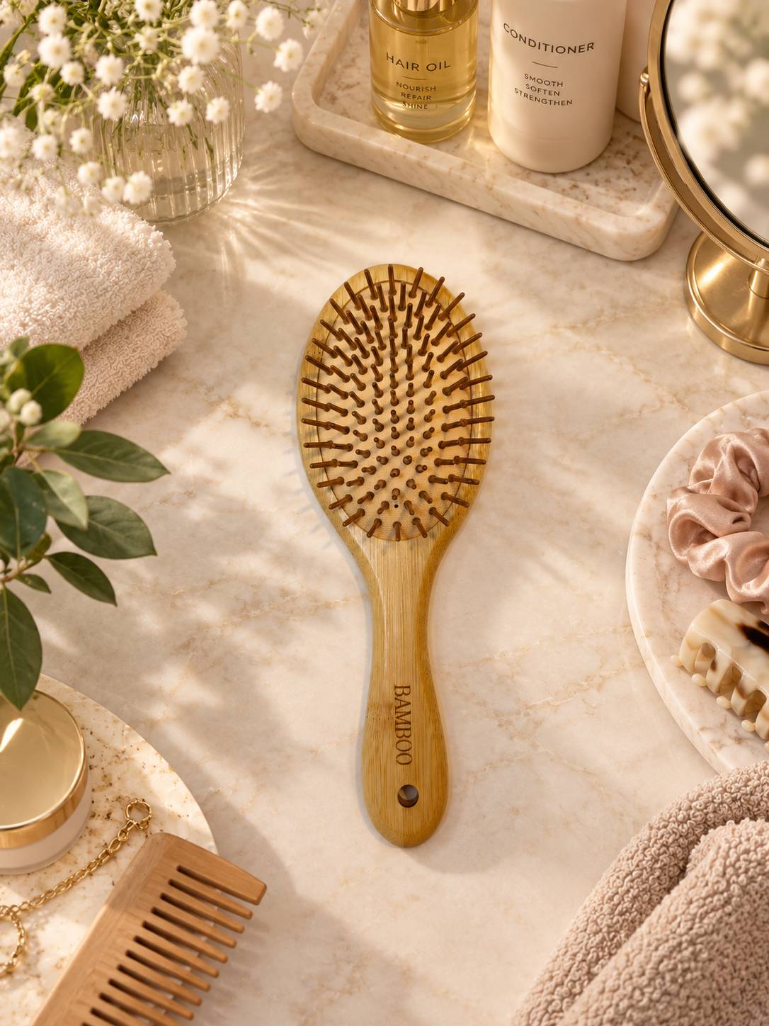 برس چوبی BAMBOO طرح بیضی