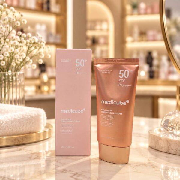کرم ضد آفتاب بدون رنگ مدیکیوب spf50 مدل کلاژن حجم 50 میلی لیتر