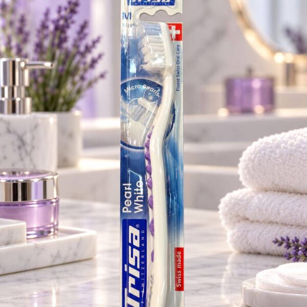 مسواک پرل وایت Pearl White تریزا Trisa با برس متوسط – بدنه بنفش