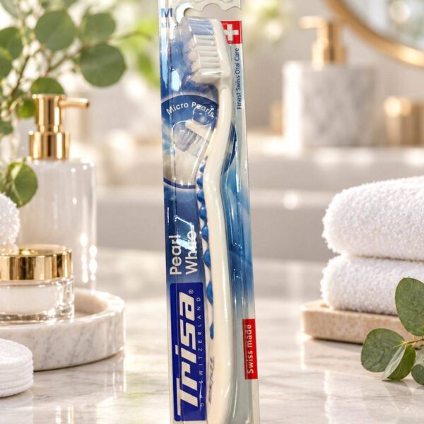 مسواک پرل وایت Pearl White تریزا Trisa با برس متوسط – بدنه آبی