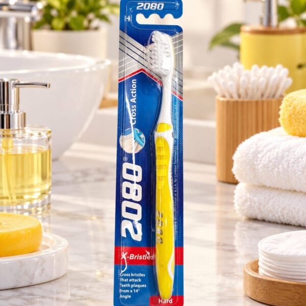 مسواک بیست هشتاد 2080 مدل کراس اکشن Cross Action-زرد